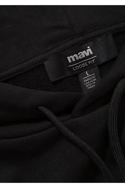 Mvjns Logo Bosilgan Kaputli Qora Svitshot 0611786-900 - 8