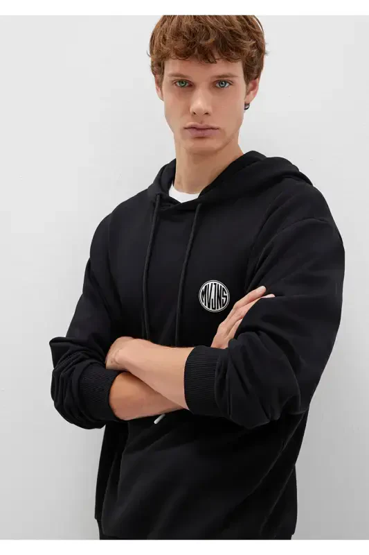 Mvjns Logo Printed Hooded Black Sweatshirt 0611786-900 - MAVI