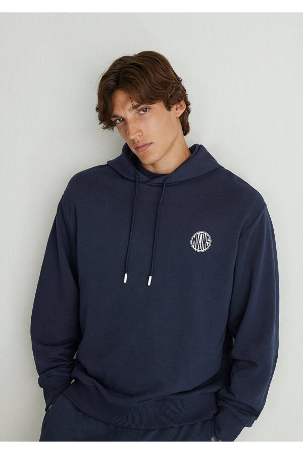 Mvjns Logo Printed Hooded Navy Sweatshirt 0611786-70490 - 1