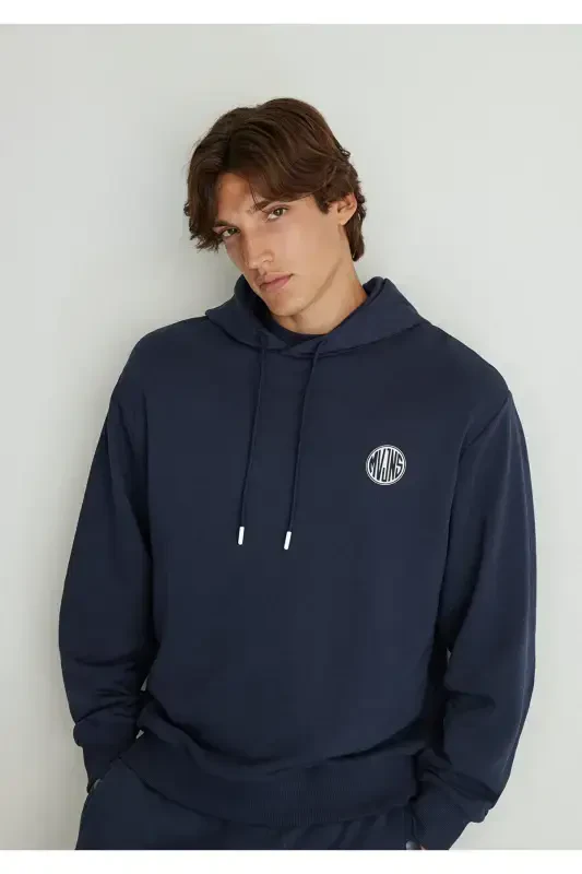 Mvjns Logo Printed Hooded Navy Sweatshirt 0611786-70490 - MAVI