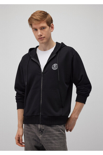 Mvjns Logo Printed Zip-Up Hooded Black Sweatshirt 0s10193-900 - 20