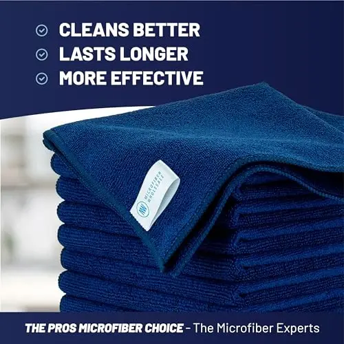 MW Pro Çok Amaçlı Mikrofiber Bez – 12'li Paket | Premium Temizlik Bezi | Temizle, Parlat, Toz Al, Cilala, Emdir | Büyük 40x40 cm (Koyu Mavi) 