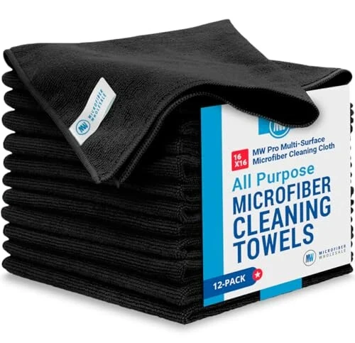 Microfiber Wholesale MW Pro Multi-Surface Microfiber Towel – 12 Pack | Premium Cleaning Cloth | Clean, Dust, Polish, Absorb | Large 16