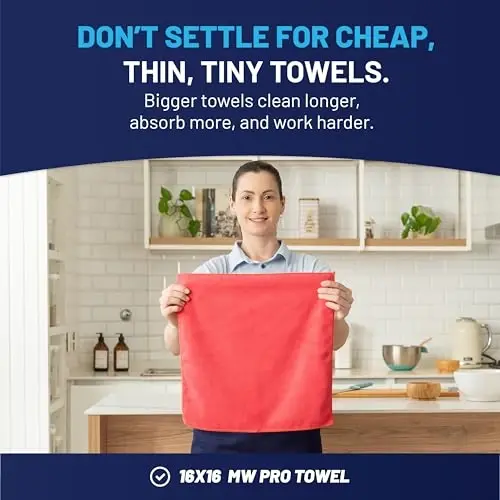 MW Pro Microfiber Cleaning Cloth | Black, Red, Gray (12 Pack) | Size 16
