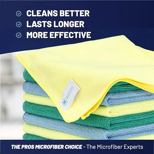 MW Pro Microfiber Cleaning Cloth | Blue, Green, Yellow (12 Pack) | Size 16