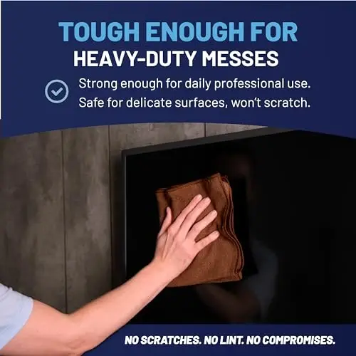 MW Pro Microfiber Cleaning Cloth | Brown | 12 Pack | 16” x 16” | Coffee, Barista, Espresso Towels - Clean, Dust, Polish, Scrub, Absorbent - 6