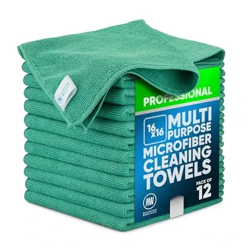 MW Pro Microfiber Cleaning Cloth | Green (12 Pack) | Size 16
