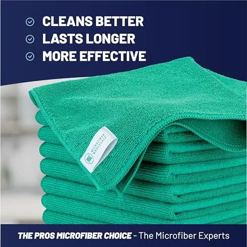 MW Pro Microfiber Cleaning Cloth | Green (12 Pack) | Size 16