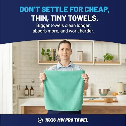 MW Pro Microfiber Cleaning Cloth | Green (12 Pack) | Size 16