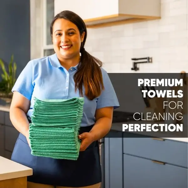MW Pro Microfiber Cleaning Cloth | Green (12 Pack) | Size 16
