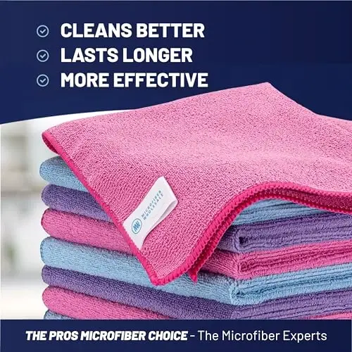 MW Pro Microfiber Cleaning Cloth |Pink, Purple, Blue (12 Pack) | Size 16