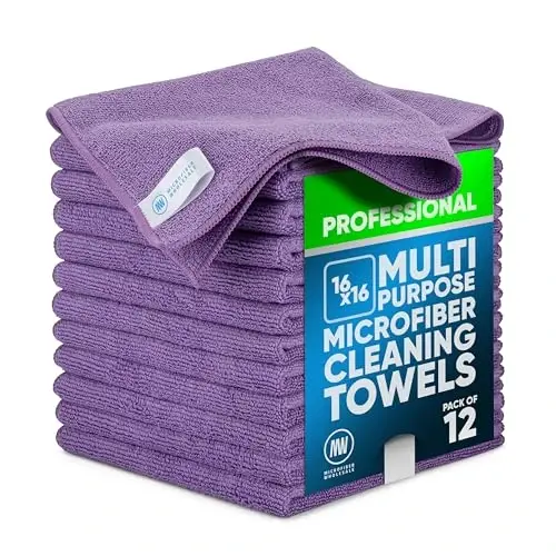 MW PRO Microfiber Cleaning Cloth | Purple (12 Pack) | Size 16