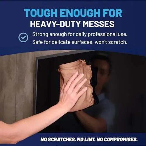 MW Pro Microfiber Cleaning Cloth | Tan | 12 Pack | 16” x 16” | All Purpose Microfiber Towels - Clean, Dust, Polish, Scrub, Absorbent - 6