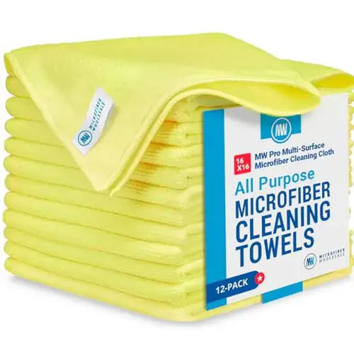 MW Pro Microfiber Cleaning Cloth | Yellow (12 Pack) | Size 16