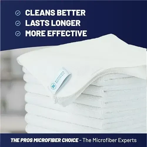 MW Pro Microfiber Tozalash Mato | Oq (12 dona) | O'lcham 16