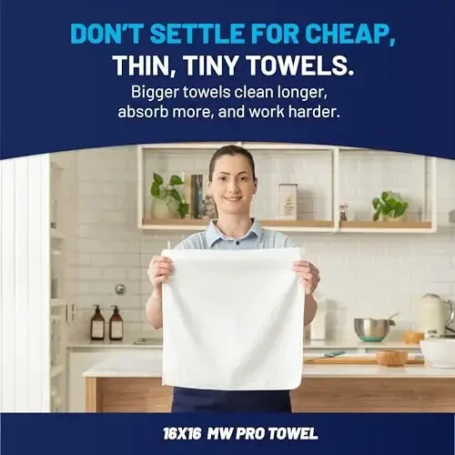 MW Pro Microfiber Tozalash Mato | Oq (12 dona) | O'lcham 16