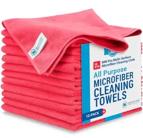 MW Pro Microfiber Cleaning Cloth | Red (12 Pack) | Size 16