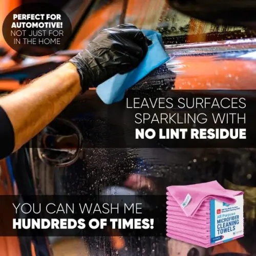 MW Pro Microfiber Cleaning Cloth | Purple | 12 Pack | 16” x 16” | All Purpose Microfiber Towels - Clean, Dust, Polish, Scrub, Absorbent - 3