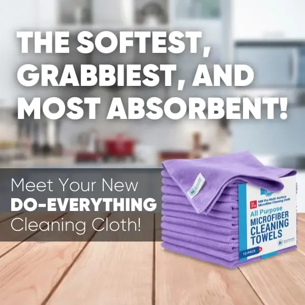 MW Pro Microfiber Cleaning Cloth | Purple | 12 Pack | 16” x 16” | All Purpose Microfiber Towels - Clean, Dust, Polish, Scrub, Absorbent - 5