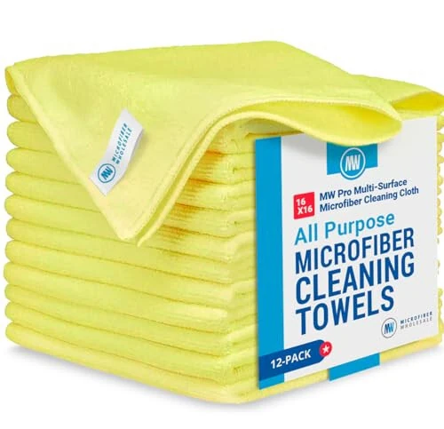 MW Pro Microfiber Cleaning Cloth | Yellow (12 Pack) | Size 16