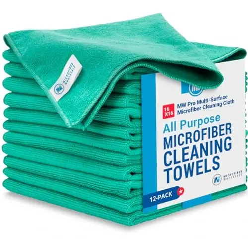 MW Pro Microfiber Cleaning Cloth | Green (12 Pack) | Size 16