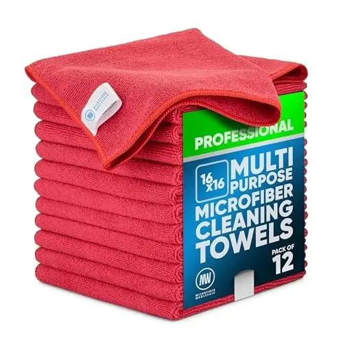 MW Pro Mikrofiber Tozalash Mato | Qizil (12 Paket) | O'lcham 16