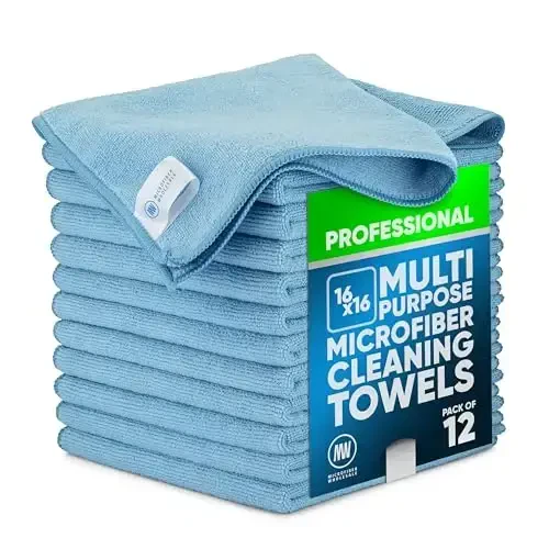 MW Pro Multi-Surface Microfiber Sochigʻ – 12 dona | Premium tozalash matosi | Tozalash, sayqallash, changni artish, silliqlash, shimdirish | Katta 16