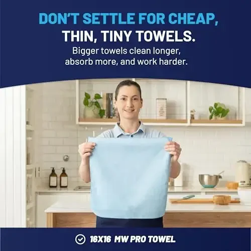 MW Pro Multi-Surface Microfiber Towel – 12 Pack | Premium Cleaning Cloth | Clean, Buff, Dust, Polish, Absorb | Large 16