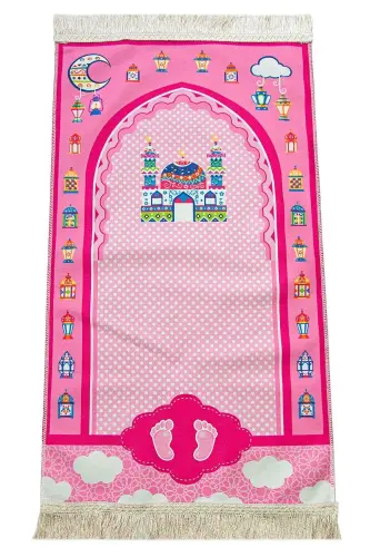 My Daughter's Prayer Set I'm Learning Prayer and Quran Kids Prayer Rug Set Pink - 8
