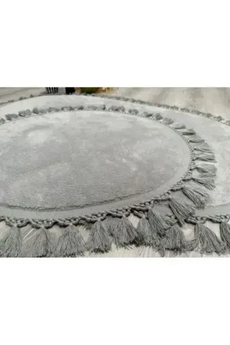 My Evilla Modern Simirna Decorative Plush Oval Pom-Pom Tassel Toilet Set - MYEVILLA (1)