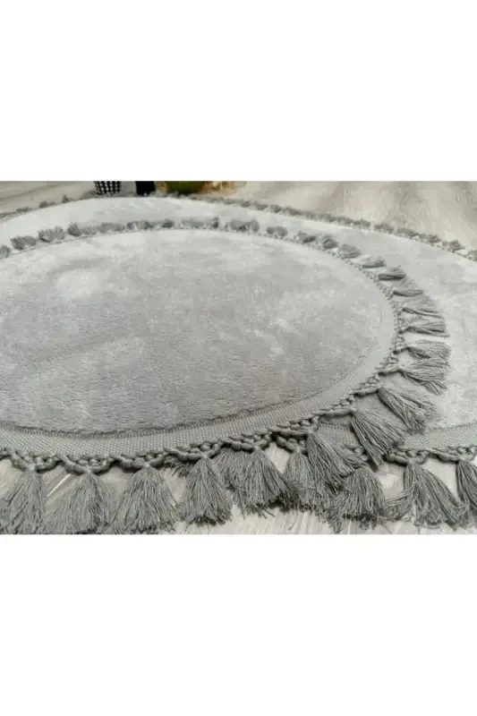 My Evilla Modern Simirna Decorative Plush Oval Pom-Pom Tassel Toilet Set - 2