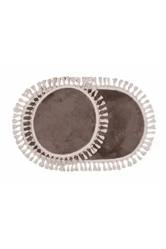 My Evilla Modern Simirna Decorative Plush Oval Pompon Fringed Toilet Seat Set-Vison - MYEVILLA (1)