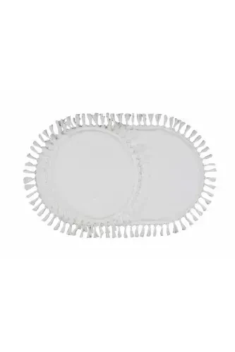 My Evilla Modern Simirna Decorative Plush Oval Pompon Tasseled Toilet Seat Set-White - 4