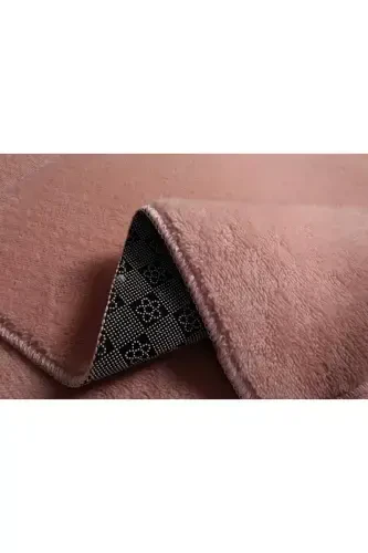 My Evilla Modern Simirna Dekorativ Peluş Oval Ponpon Sochli Klozet Takimi-Pushti - 3