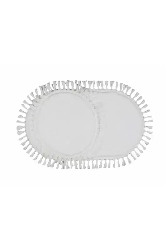 My Evilla Zamonaviy Simirna Dekorativ Peluş Oval Ponpon Sochli Xoshiyali Unitas Garnish-Oq - 4