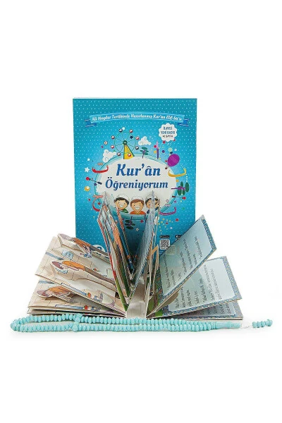 My Son's Prayer Set I'm Learning Prayer and Quran Children's Prayer Rug Set Blue - 5