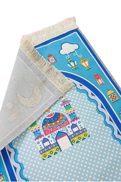 My Son's Prayer Set I'm Learning Prayer and Quran Children's Prayer Rug Set Blue - 8