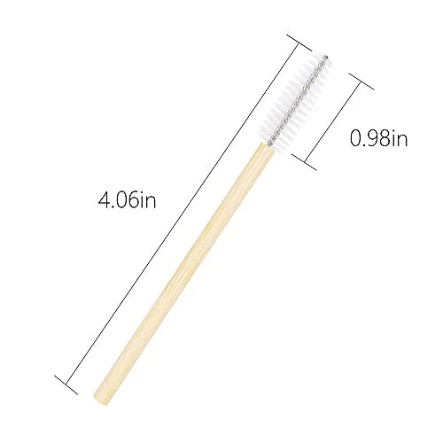 MyAoKuE-UP 100 Pack Bamboo Handle Mascara Wands Disposable Eyelash Brushes Lash Extension Tool (White) - 3