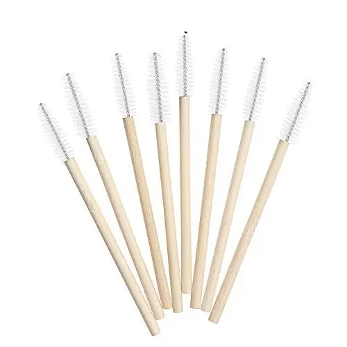 MyAoKuE-UP 100 Pack Bamboo Handle Mascara Wands Disposable Eyelash Brushes Eco-friendly Lash Extension Tool (White) - 5