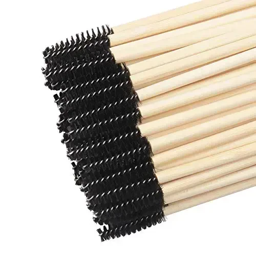 MyAoKuE-UP 100 Pack Bamboo Handle Mascara Wands Disposable Eyelash Brushes Lash Extension Tool, Black - 3