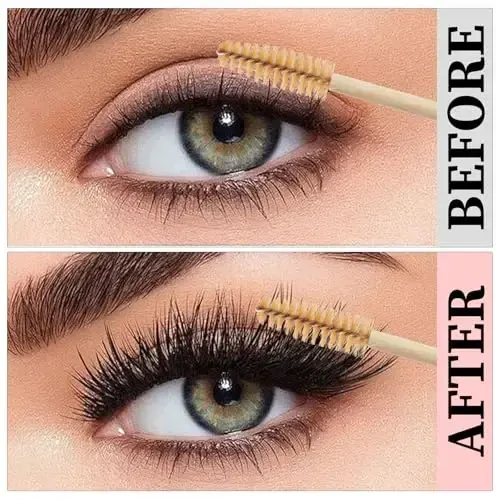 MyAoKuE-UP 100 Pack Bamboo Handle Mascara Wands Disposable Eyelash Brushes Lash Extension Tool, Brown - 8