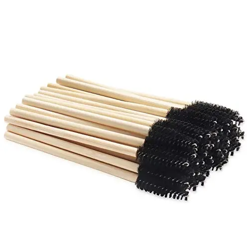 MyAoKuE-UP 100 Pack Bamboo Handle Mascara Wands Disposable Eyelash Brushes Lash Extension Tool, Black 