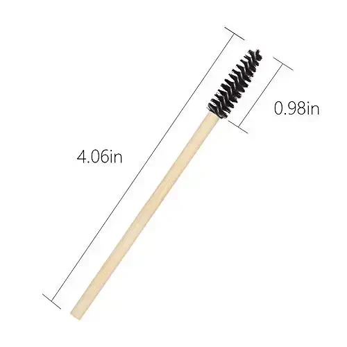 MyAoKuE-UP 100 Pack Bamboo Handle Mascara Wands Disposable Eyelash Brushes Lash Extension Tool, Black - 6