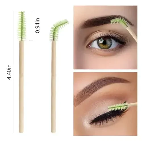 MyAoKuE-UP 100 Pack Bamboo Handle Mascara Wands Disposable Eyelash Brushes Lash Extension Tool, Green - MYAOKUE-UP (1)