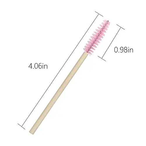 MyAoKuE-UP 100 Pack Bamboo Handle Mascara Wands Disposable Eyelash Brushes Lash Extension Tool, Pink - MYAOKUE-UP (1)