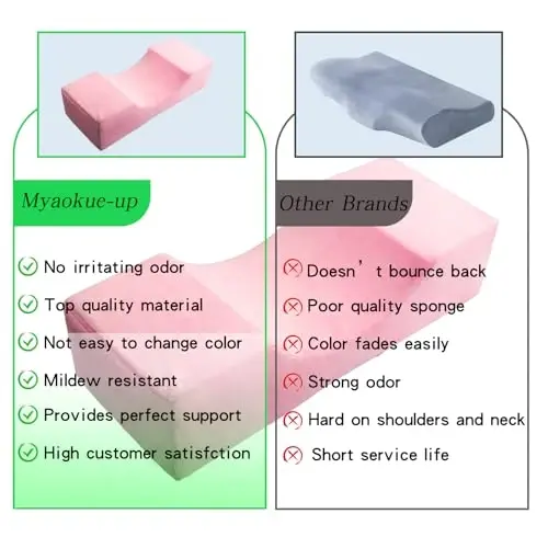 myaokue-up Eyelash Extension Velvet Lash Pillow Beauty Salon Memory Foam Neck Pillow for Lash Extension Grafting Make Up (2pack Pink - 4