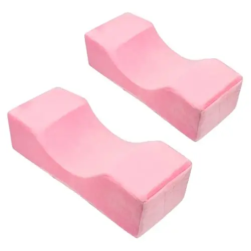 Beauty Salon Eyelash Extension Velvet Lash Pillow Beauty Salon Memory Foam Neck Pillow for Lash Extension Grafting Make Up Side Pockets for Tools(Pink,2Pack) - BEAUTY