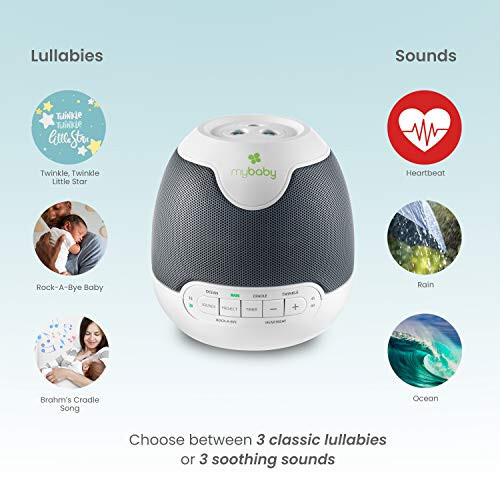 MyBaby Lullaby Sound Machine & Projector – Baby Sleep Machine Plays 6 Sounds & Lullabies, Projects Soothing Images - Auto-Off Timer, Adjustable Volume, Great for Baby Registry and Baby Shower Gifts - 33