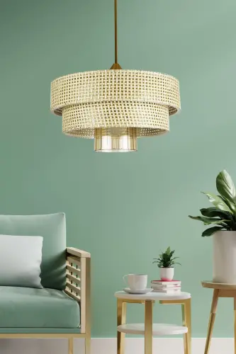 MYK Rattan Spor Sarkıt Avize EM18A - Rattan Bej - ESLIGHT (1)