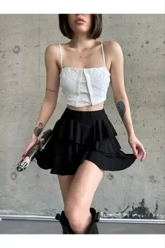 Mykonos Asosiy Yubka - Qora - 1